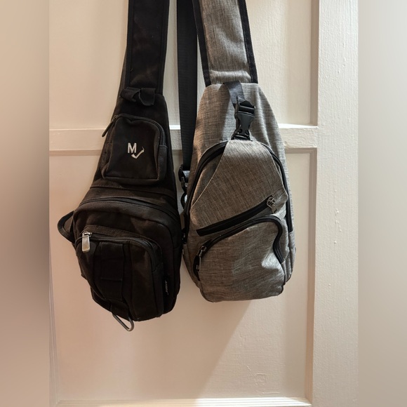 Black only left crossbody canvas bags. - Picture 1 of 5